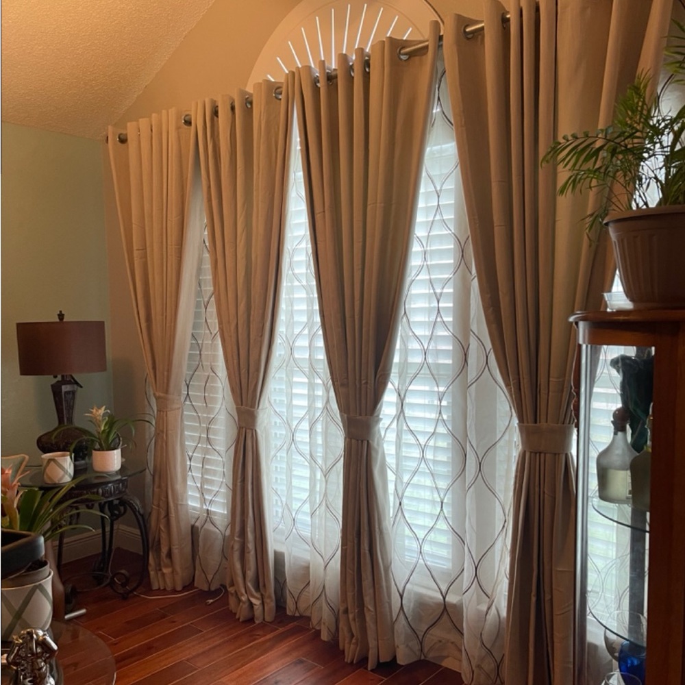 Elegant Tan Curtains Fully Lined Cotton Bundle Four Panels 52x84